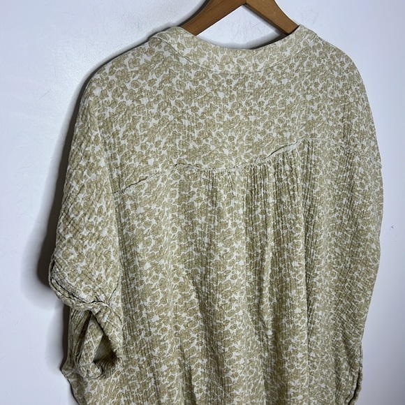 Entro 2X Plus Size Floral Frayed Cotton Gauze Pocket Tunic Top Boho Blouse - Picture 4 of 12